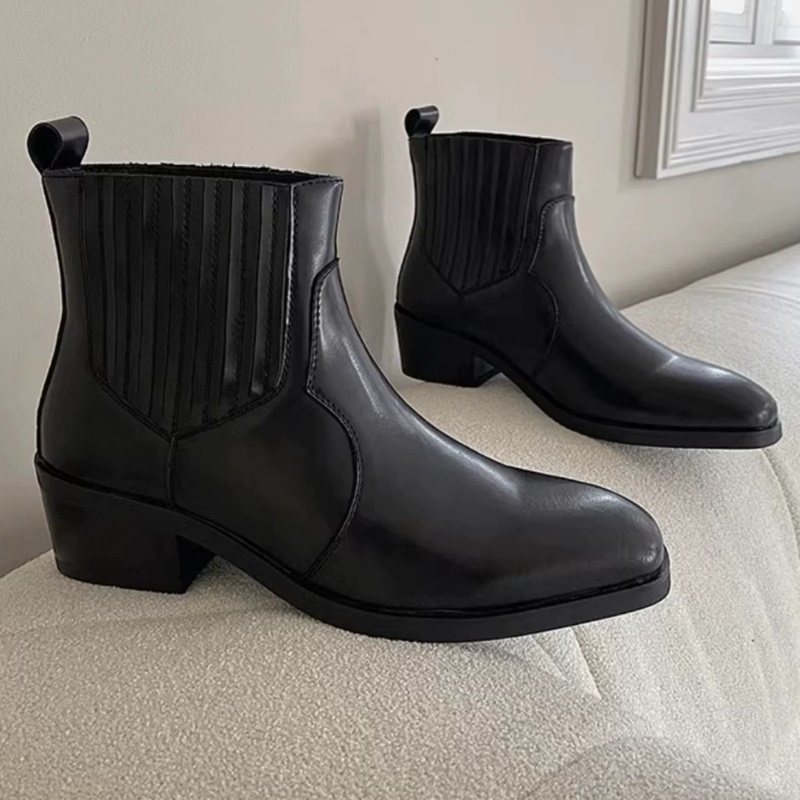 Men'S Shoes Height Increase - Autumn Winter Black Leather Shoes Man