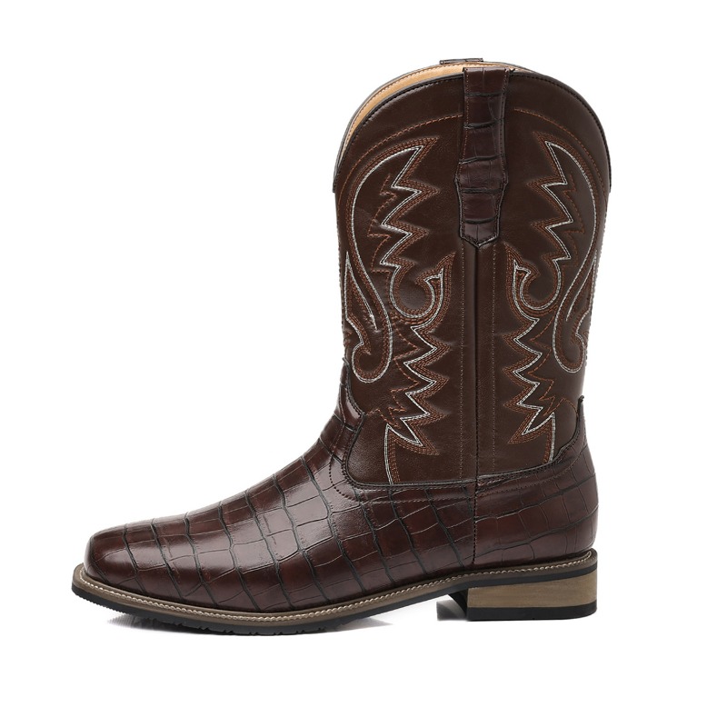 Men'S Shoes With Wide Toe Box - Mens Boots Crocodile Pattern High Boots