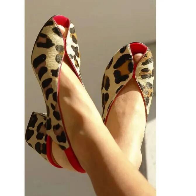 Leopard Print Peep Toe Slingba - Shoes Heels Men 评论和价格