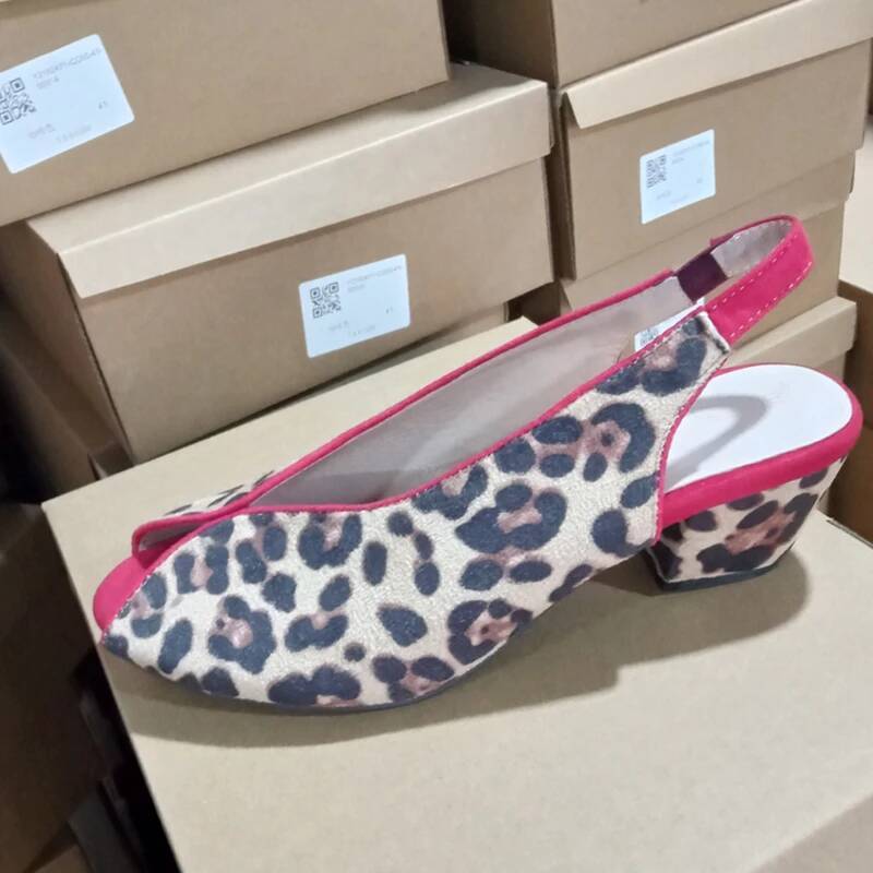 Leopard Print Peep Toe Slingba - Shoes Heels Men 评论和价格