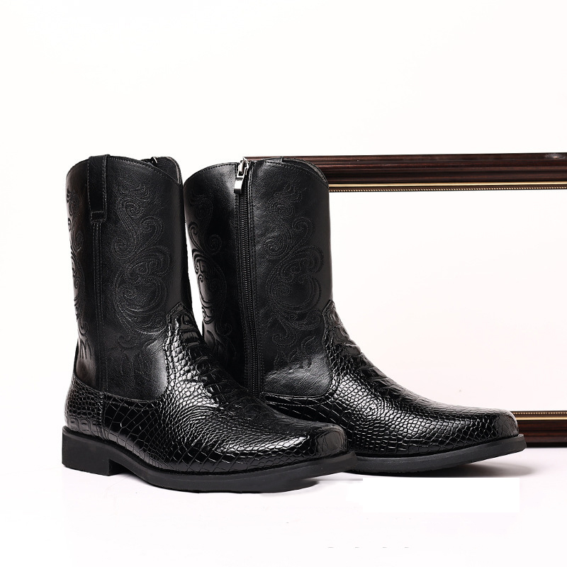 Men's Crocodile-Print Leather  - Men Shoes Classic 评论和价格