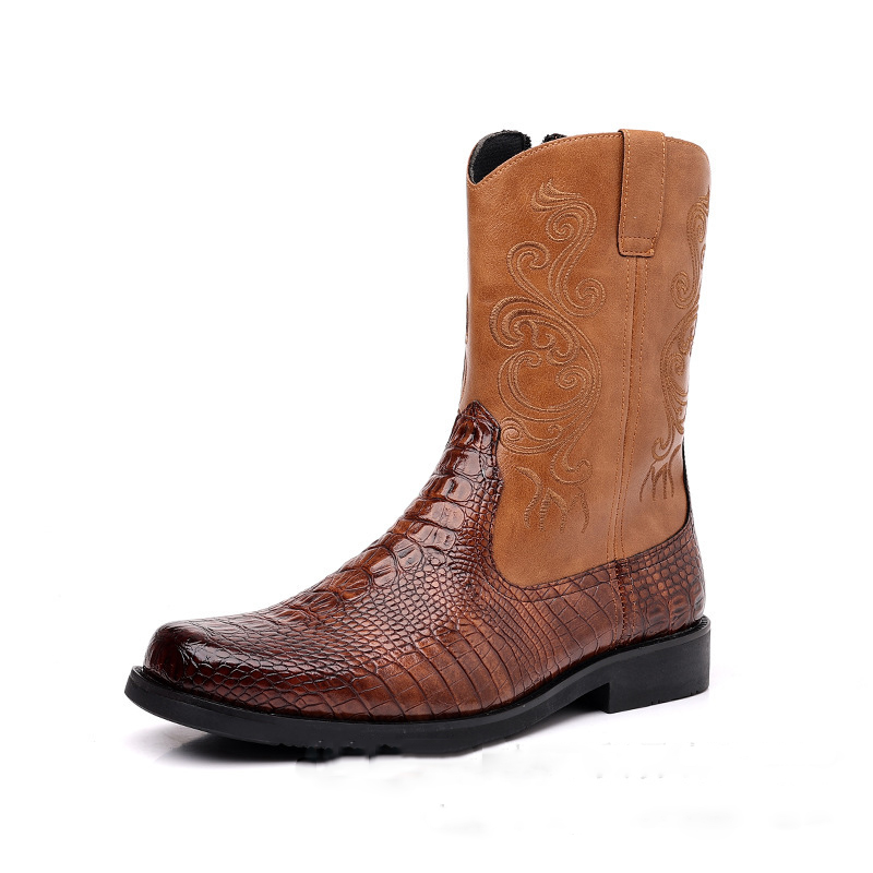 Men's Crocodile-Print Leather  - Men Shoes Classic 评论和价格
