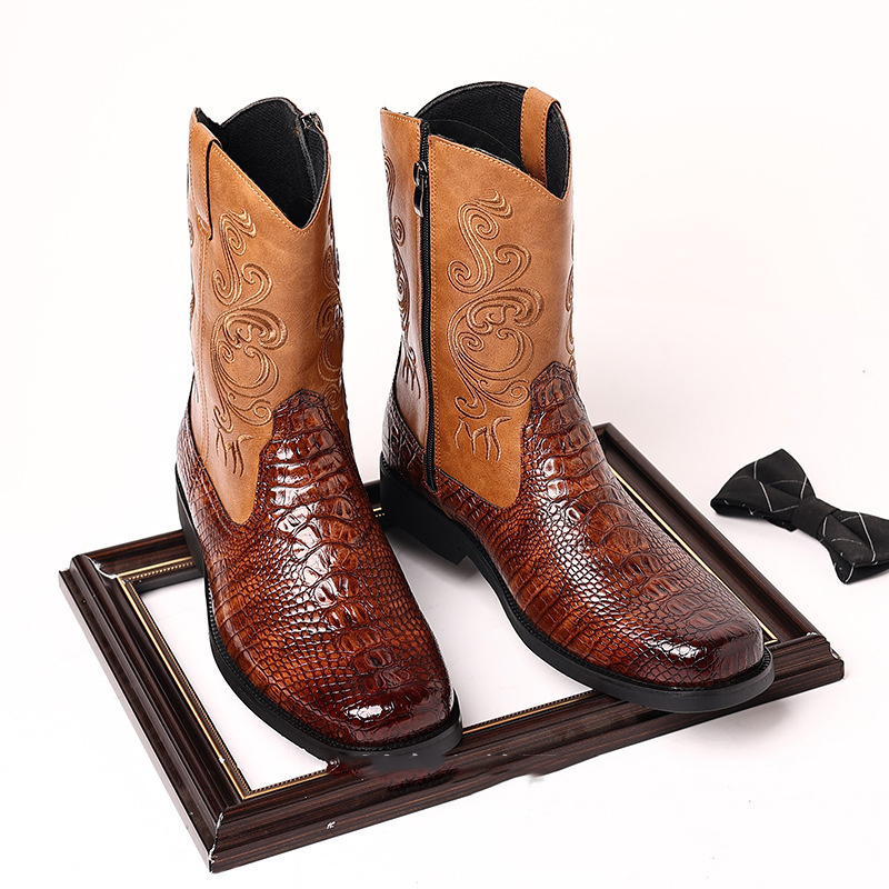 Men's Crocodile-Print Leather  - Men Shoes Classic 评论和价格