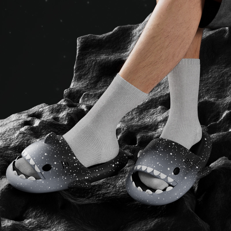 Cute Cartoon Shark Slippers Fo - Men Shoes On 评论和价格