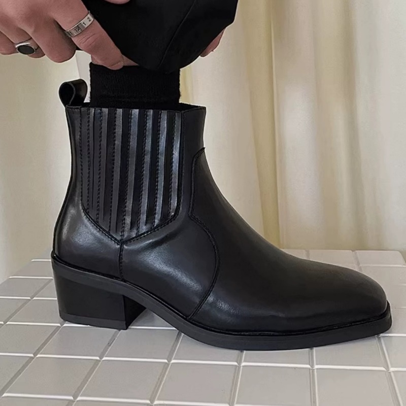 Autumn Winter Black Leather Sh - Men'S Shoes Height Increase 评论和价格