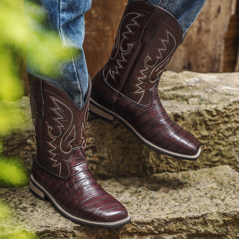 Mens Boots Crocodile Pattern H - Men'S Shoes With Wide Toe Box 评论和价格