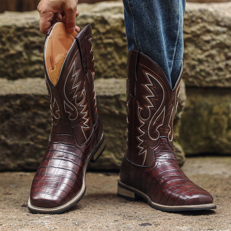 Mens Boots Crocodile Pattern H - Men'S Shoes With Wide Toe Box 评论和价格