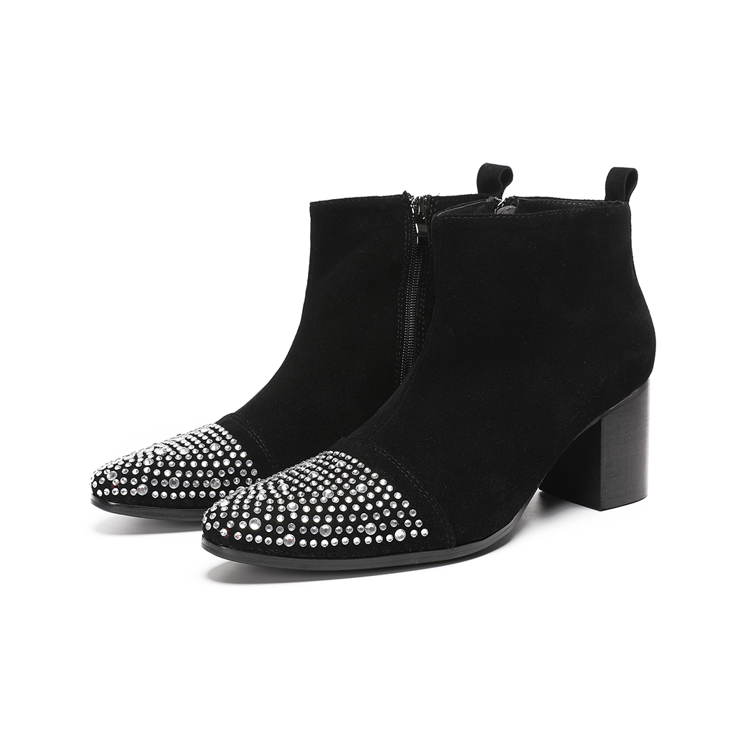 Male suede Leather Rhinestone  - Shoes Heels Men 评论和价格