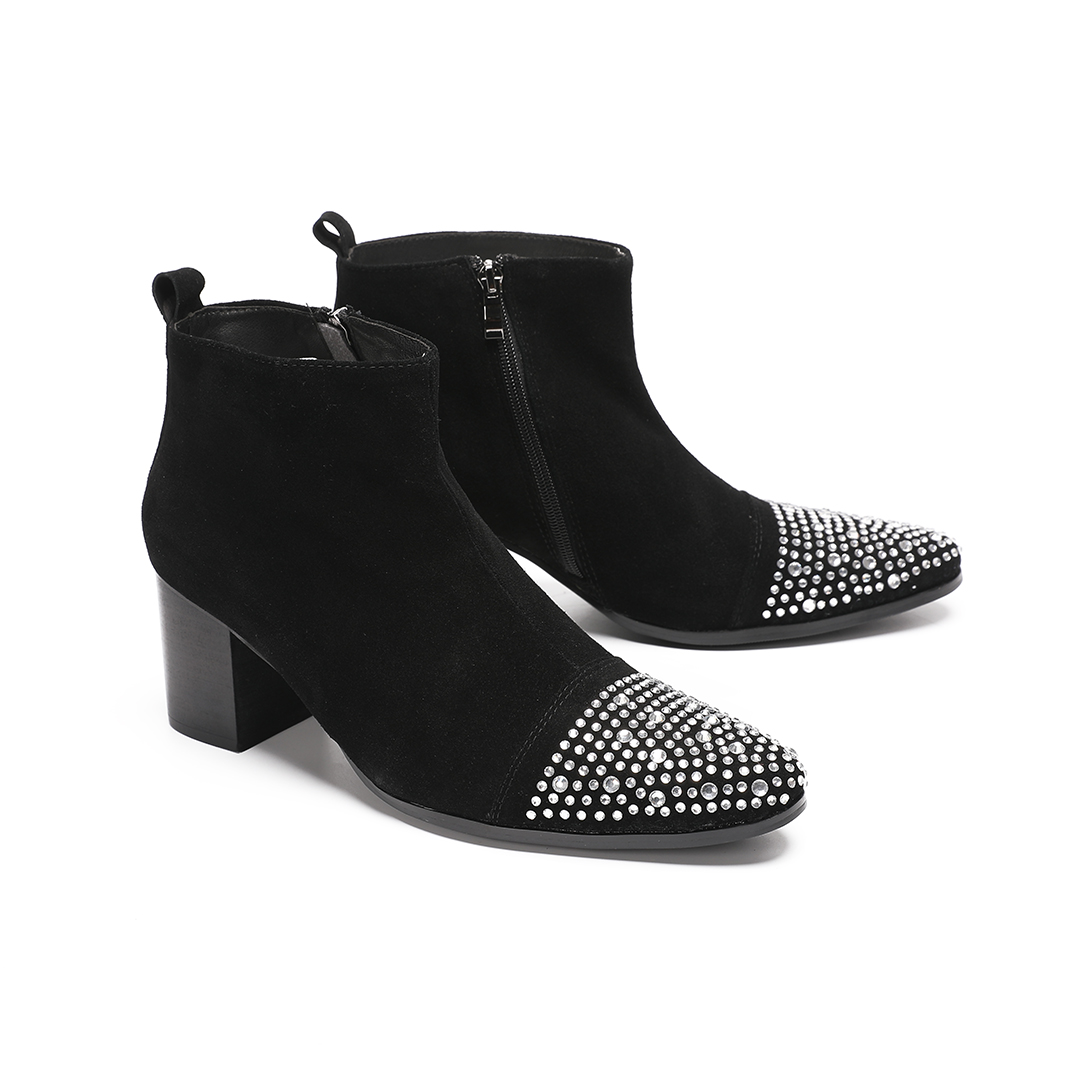 Male suede Leather Rhinestone  - Shoes Heels Men 评论和价格