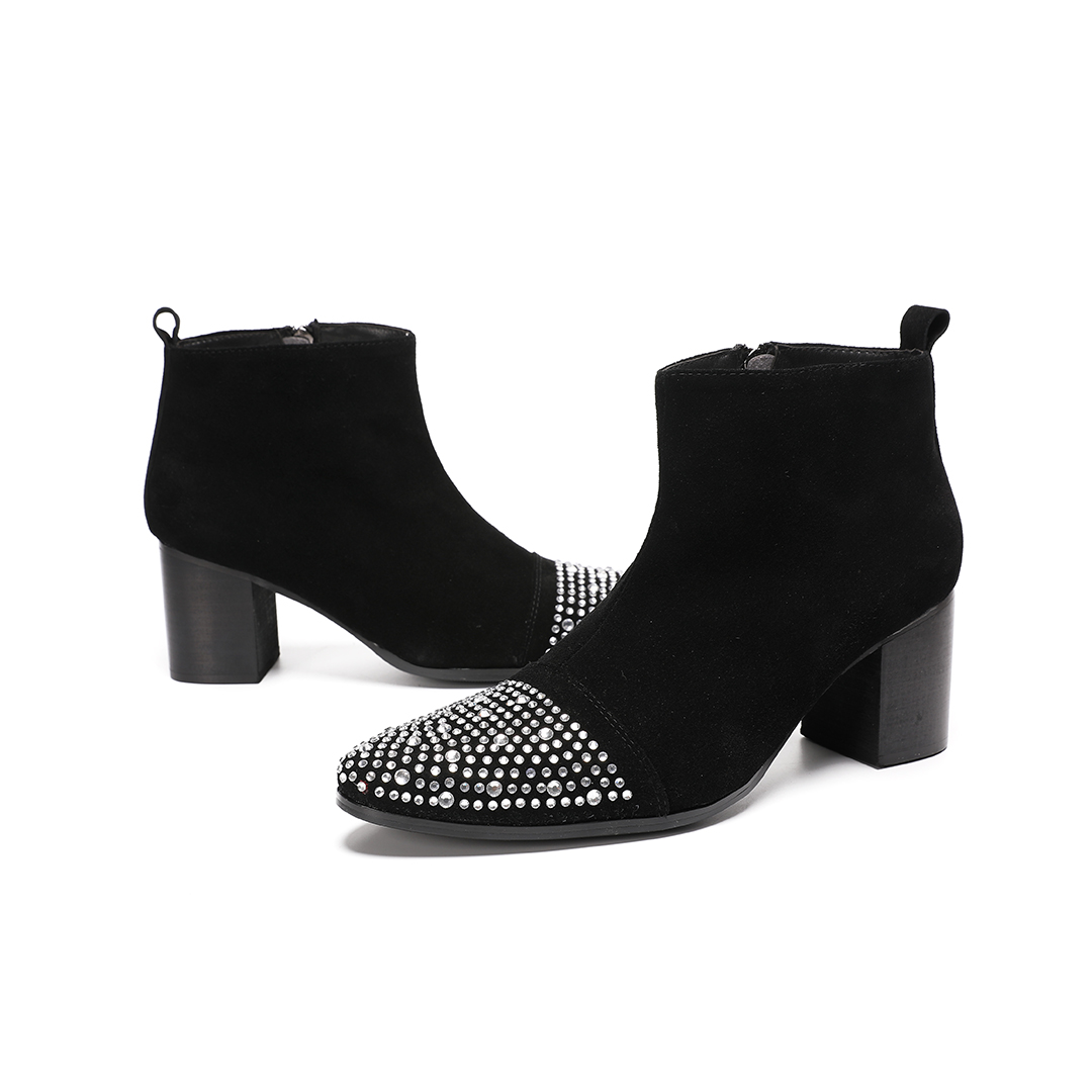 Male suede Leather Rhinestone  - Shoes Heels Men 评论和价格