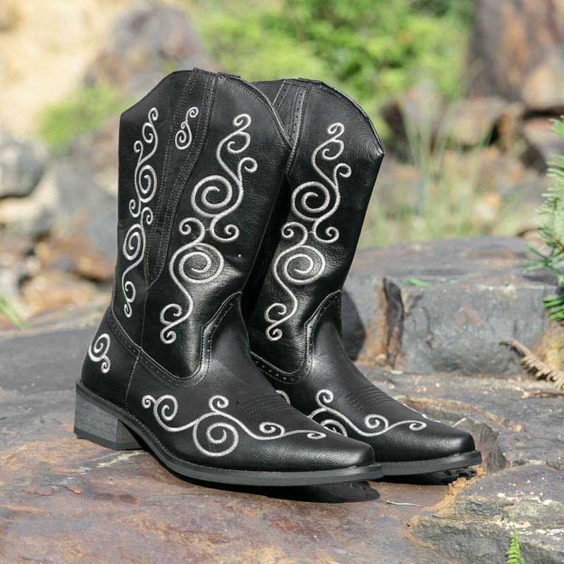 Men Embroidered Western Boots  - Men Shoes Classic 评论和价格